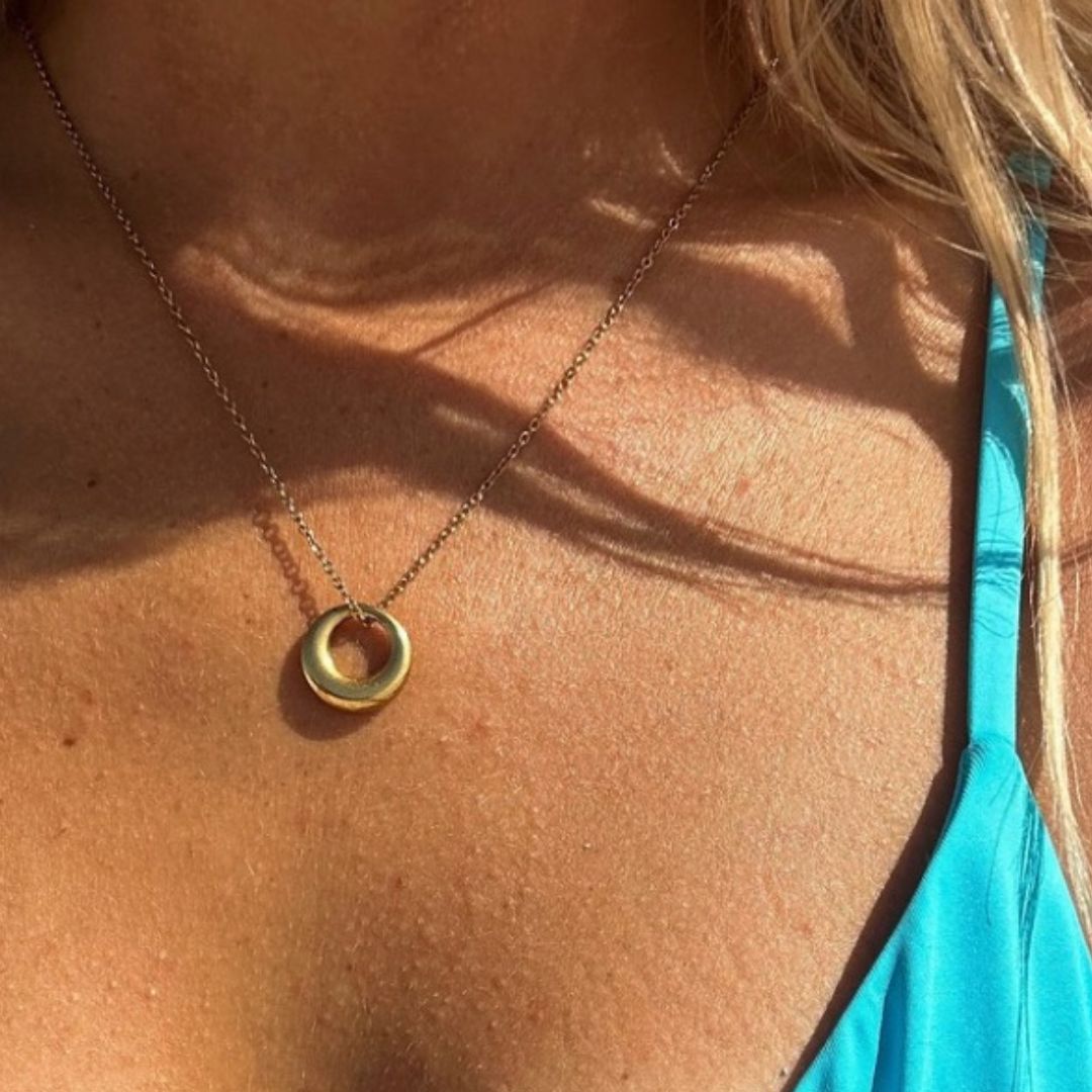 Gold Plated Donut Pendant Necklace